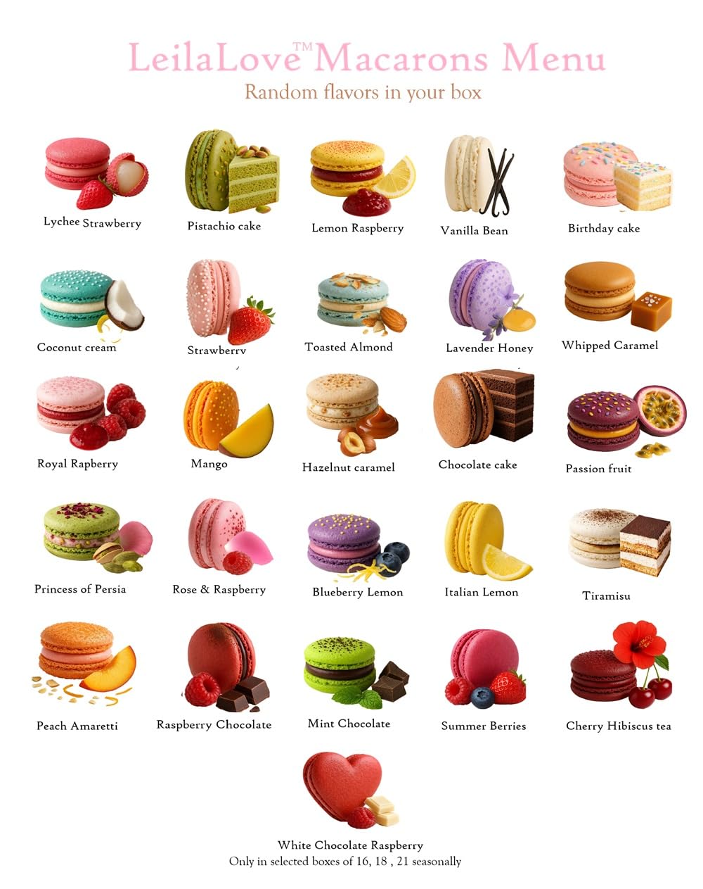 Amazon.com : LeilaLove Macarons - 6 Macaron 6 flavors : Gourmet